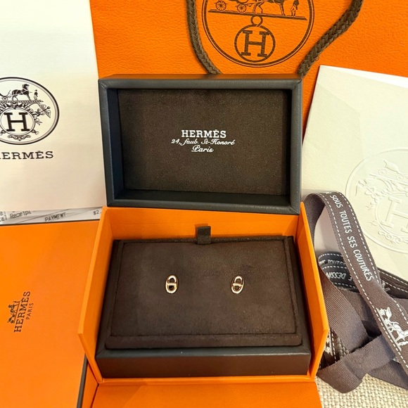 NEW Hermes Farandole Rose gold Earrings, very small model New In Box w/ Receipt - Picture 7 of 10
